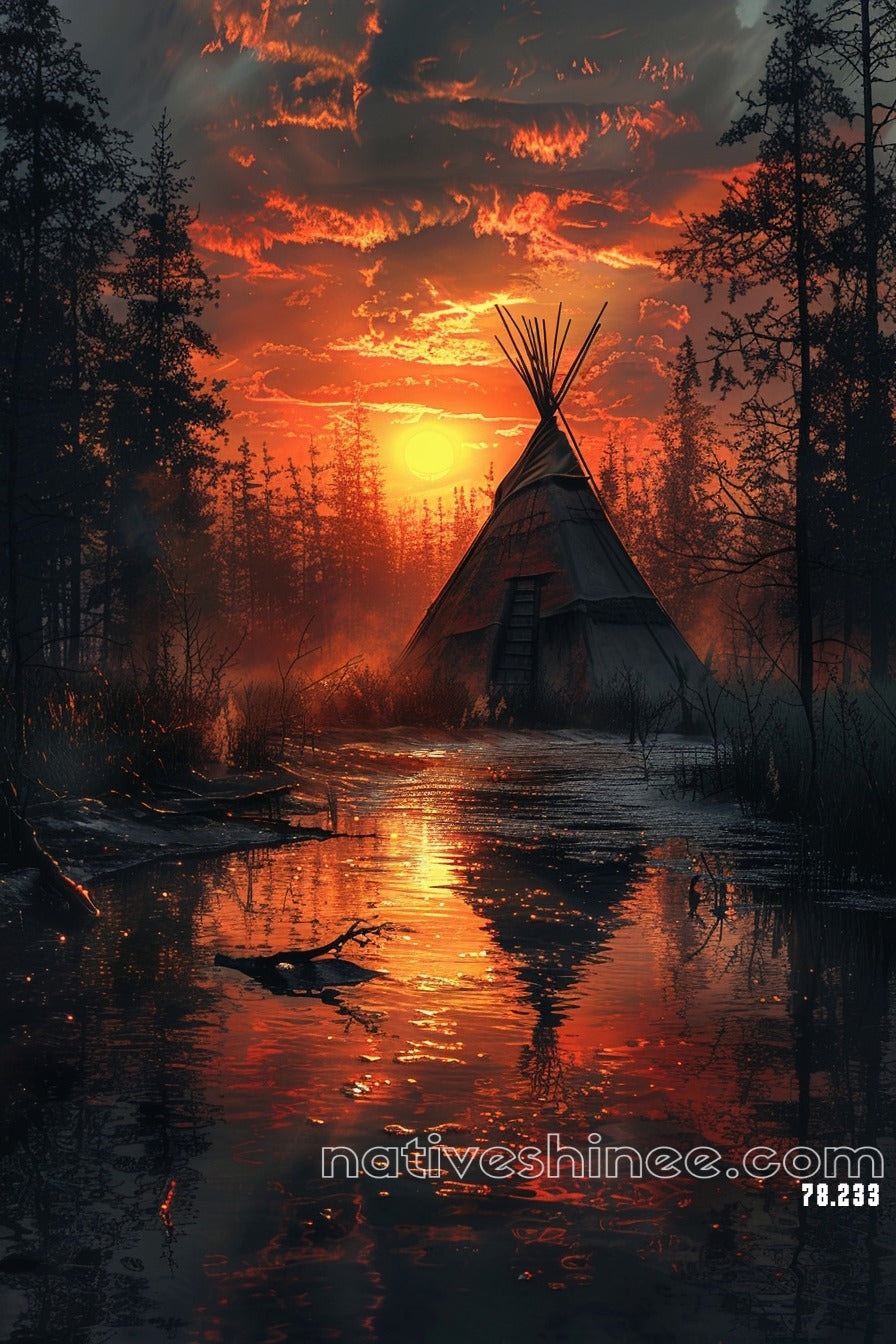 Echoes of the Sunset: A Sacred Silence Native American Canvas