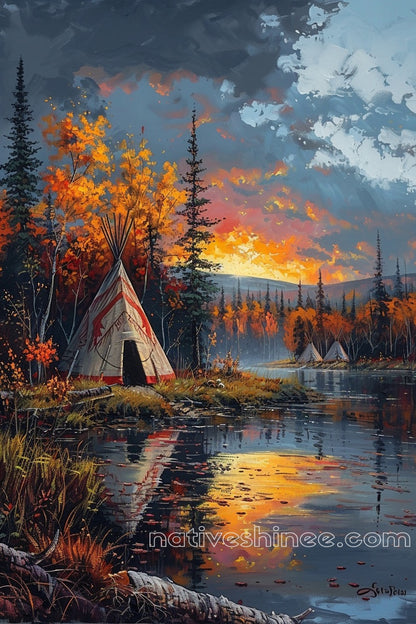Golden Reflections: Native American Canvas