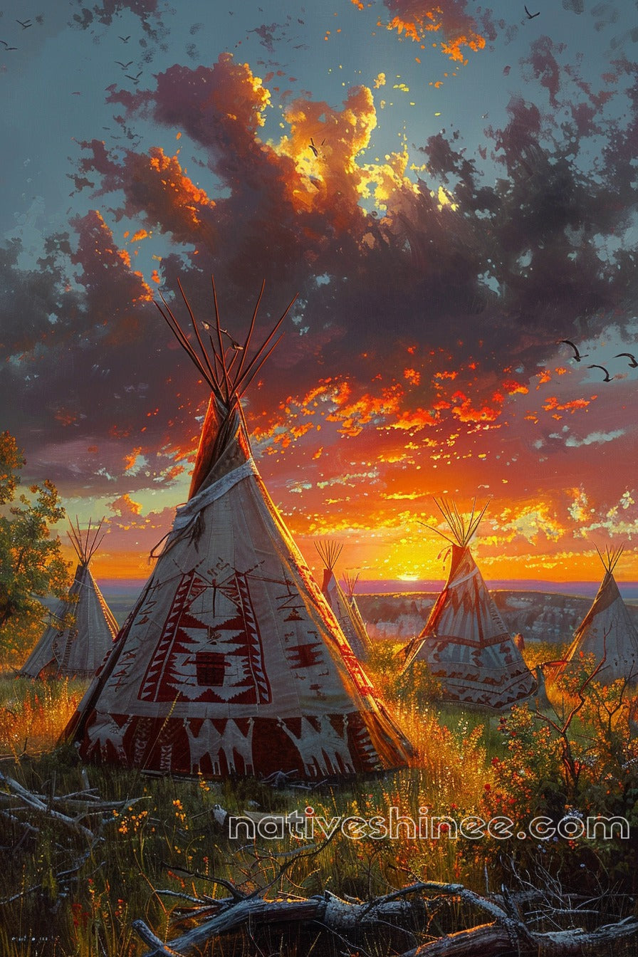 Where the Sun Meets the Earth Native American Canvas