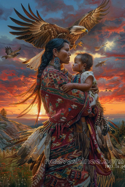 Mother's Embrace Native American Canvas
