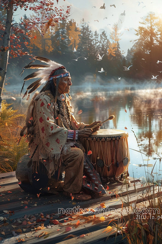 Drummer's Serenity Native American Canvas
