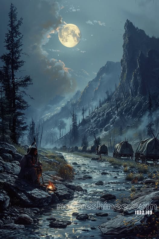 Under The Moonlight Native American Canvas
