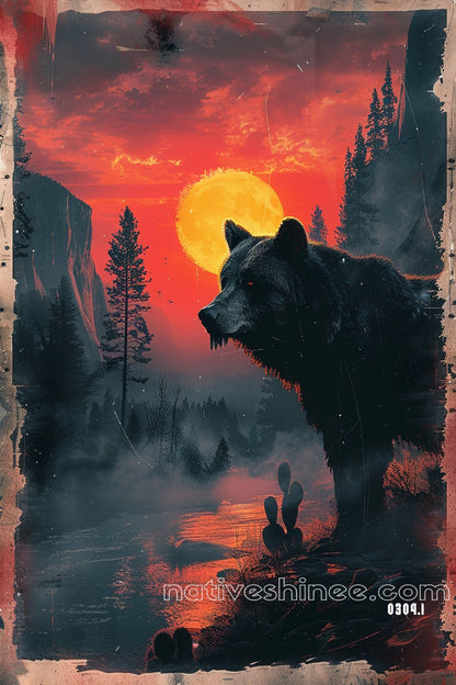 Sunset Wolf Native American Canvas