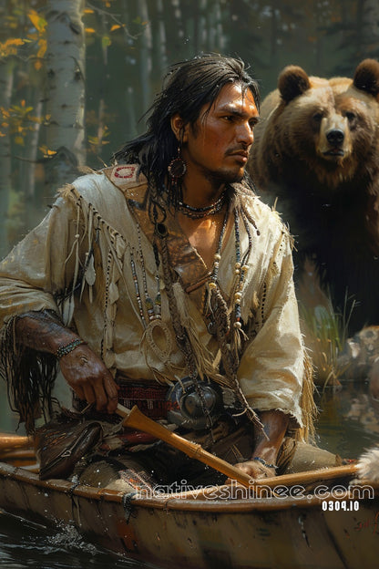 River Guardian Native American Canvas