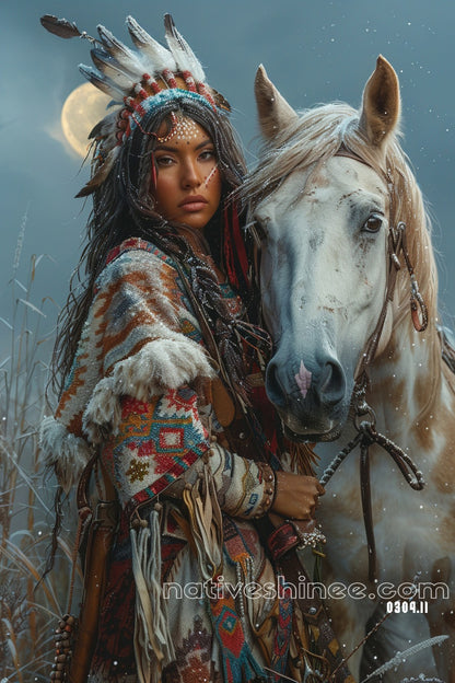 Moonlit Companion Native American Canvas