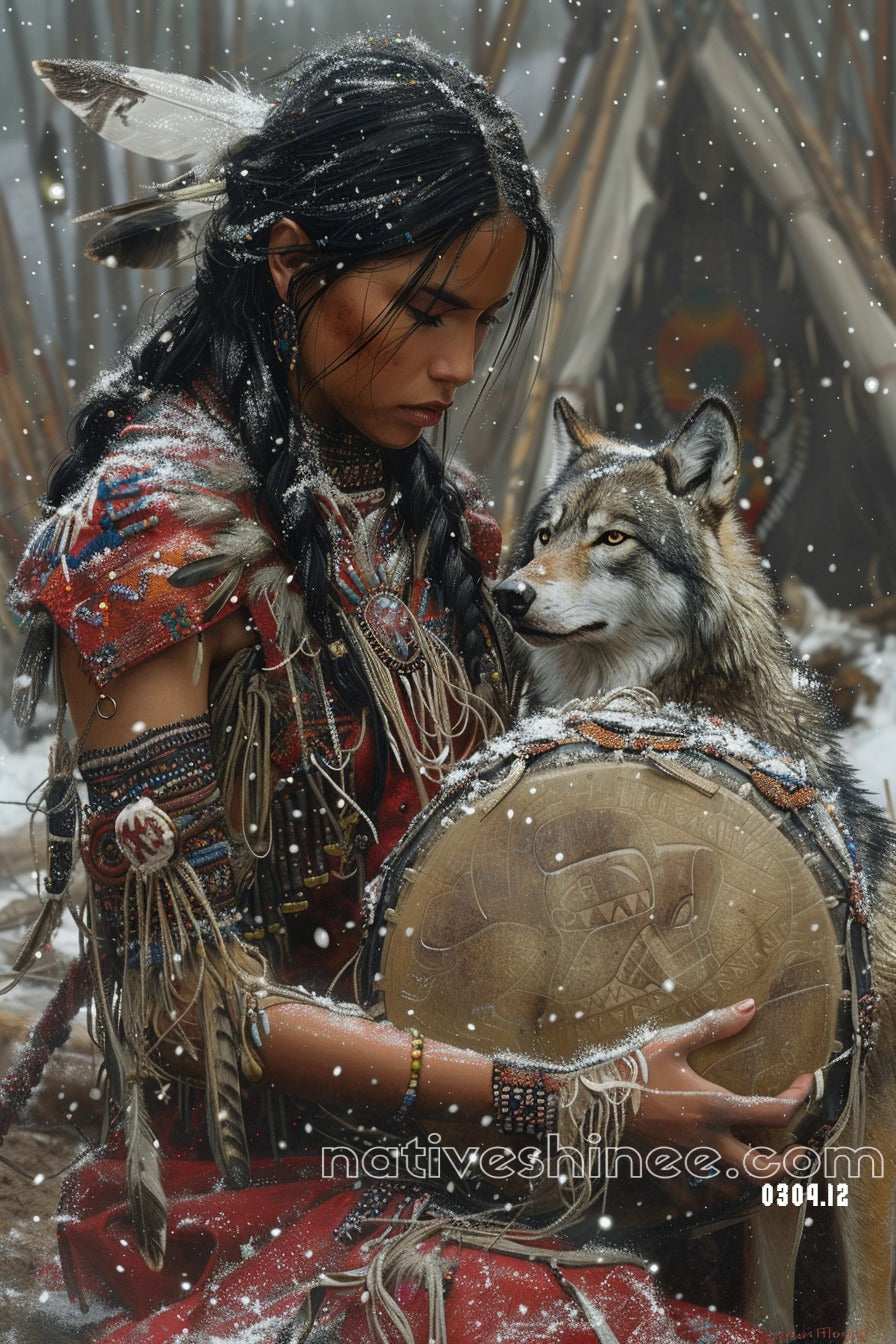 Winter Harmony Native American Canvas