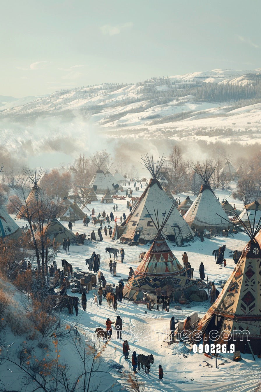 Winter Village of the Sacred Plains Canvas