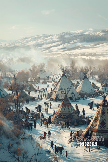 Winter Village of the Sacred Plains Canvas