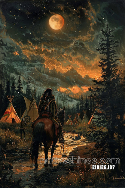 Rider Through the Ember Sky Canvas