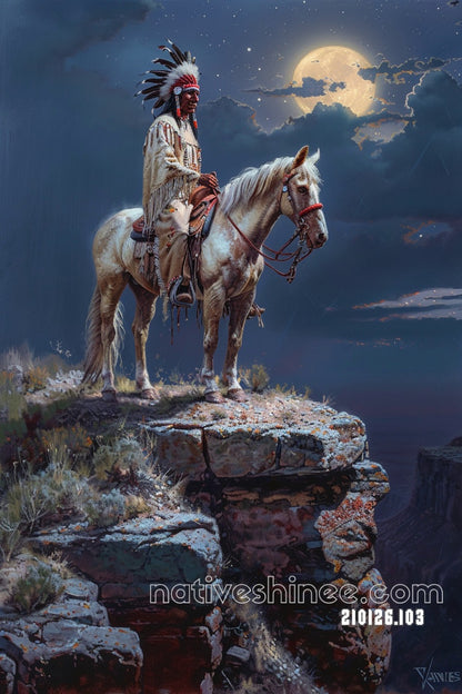 Moonlit Rider of the High Cliffs Canvas