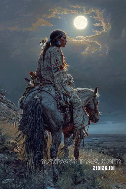 Moonlit Huntress Horizon Canvas