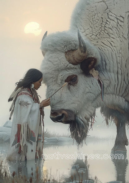 Moonlit White Buffalo Canvas
