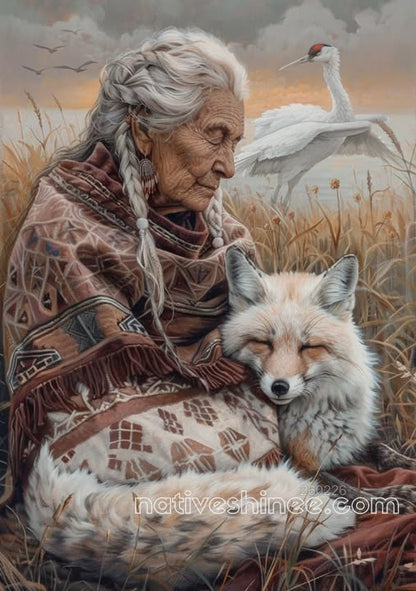 Fox Rest Beneath a Soft Sky Canvas