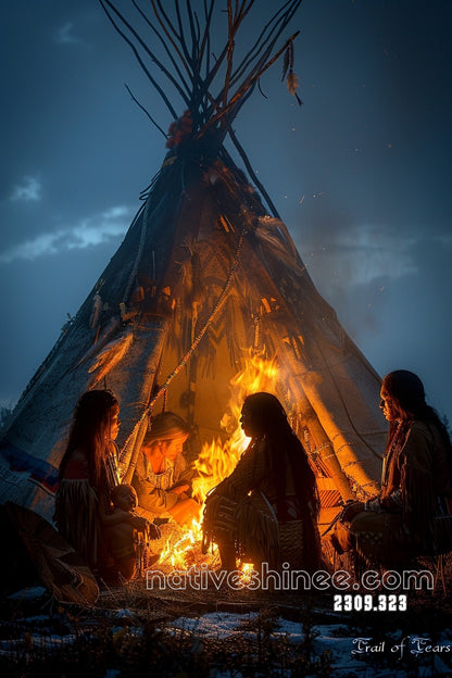 Fire Circle Outside the Lodge Canvas