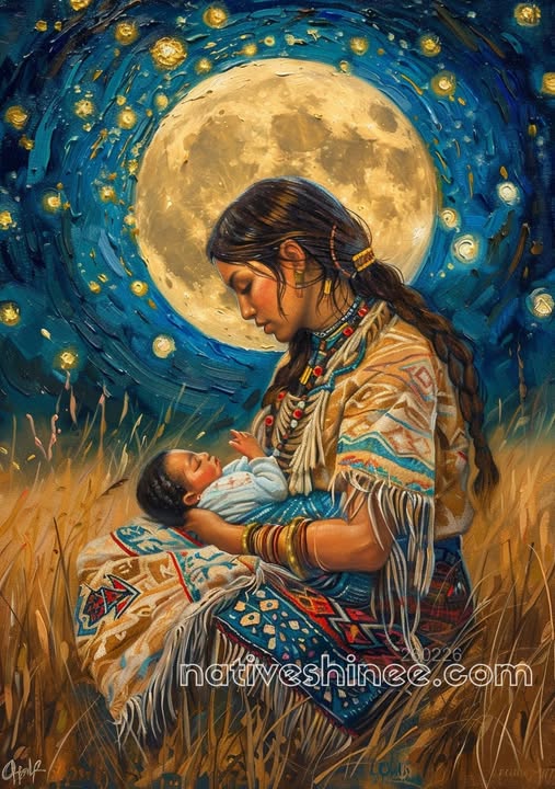 Mother Under the Full Moon Canvas