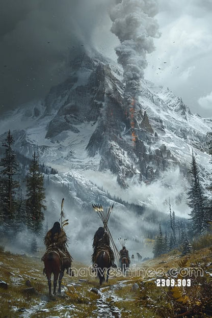 Riders Beneath the Smoking Peak Canvas