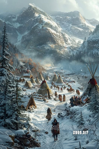 Winter Camp Beneath the Peaks Canvas