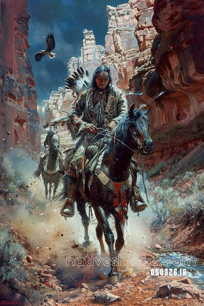Riders Through the Red Canyon Canvas