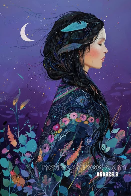 Moonlit Profile in Violet Canvas