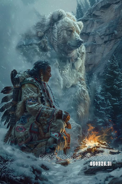 Winter Guardian of the Mountain Canvas