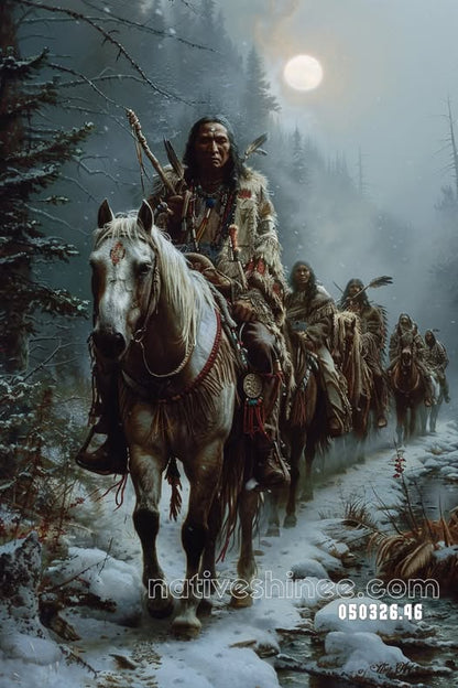 Riders Beneath the Winter Moon Canvas