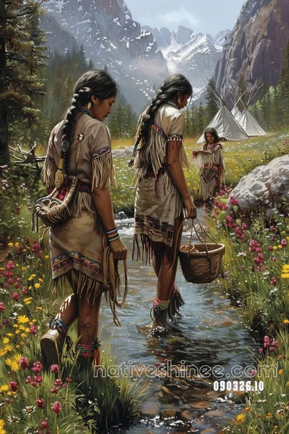 Gathering Along the Mountain Stream Canvas