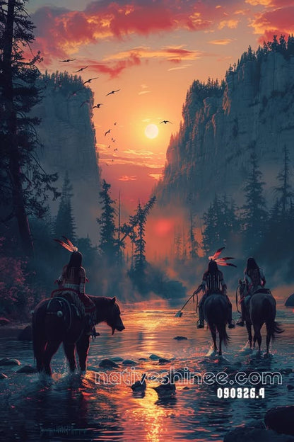 Riders Through the Canyon Light Canvas