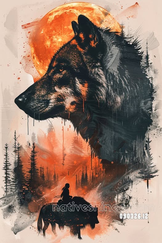 Wolf Beneath the Fire Moon Canvas