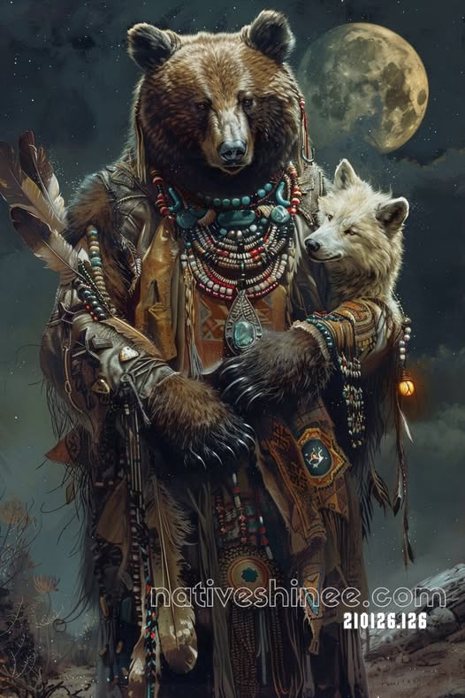 Bear and Wolf in Still Company Canvas