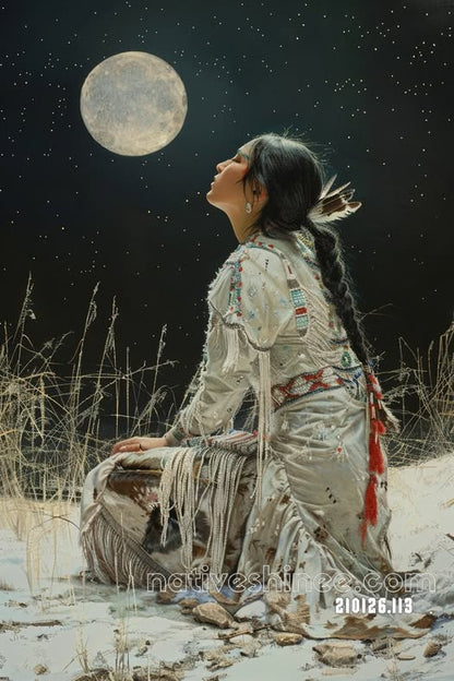 Moon Prayer in Winter Silence Canvas