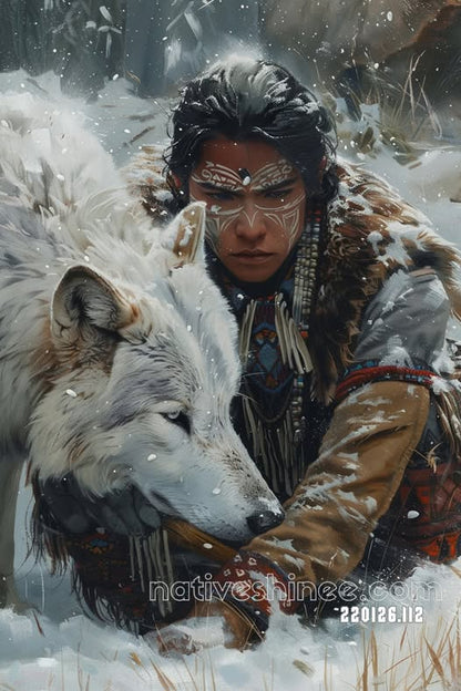 Winter Bond of the White Wolf Canvas