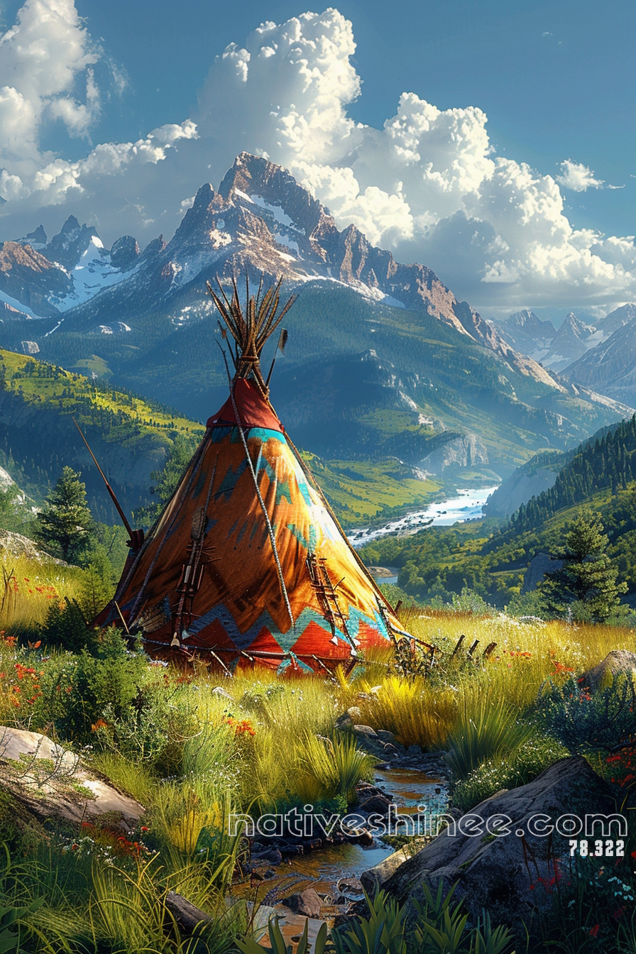 A Teepee  with Nature Native American Canvas