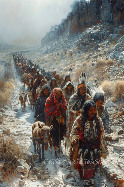 The Long Walk: A Journey of Survival and Resilience Native American Canvas VA