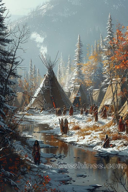 Winter's Quiet Harmony Native American Canvas VA