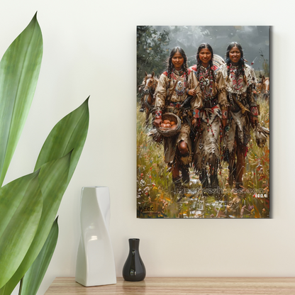 Sisters of the Harvest Trail Native American Canvas