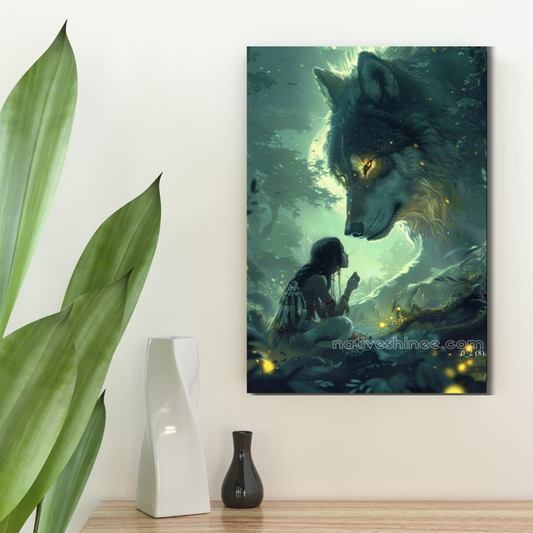 Moonlit Guardianship Native American Canvas