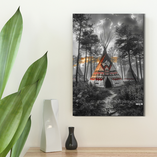Dawn Among the Lodges Native American Canvas