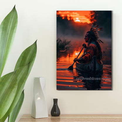 Silent Waters Fiery Skies Native American Canvas