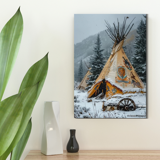 Winter's Sanctuary Native American Canvas