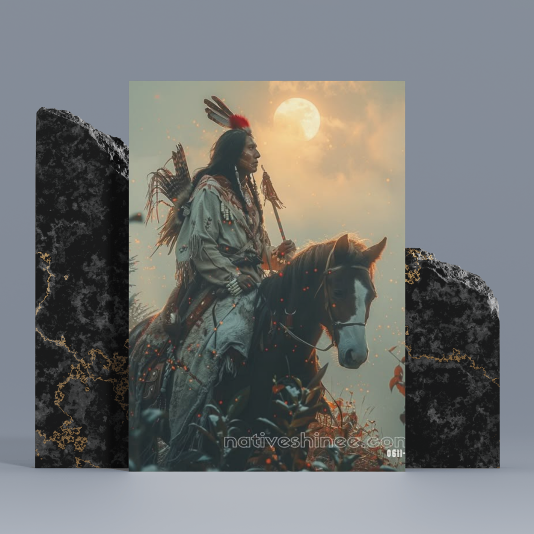 Rider of the Moonlit Path: A Native American Canvas