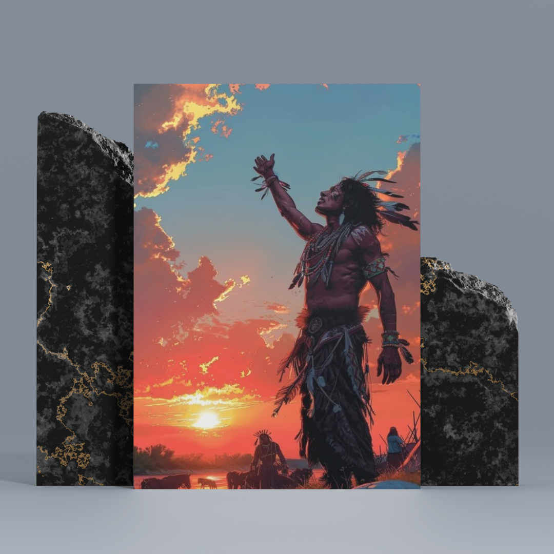 Prayer to the Setting Sun: A Native American Canvas