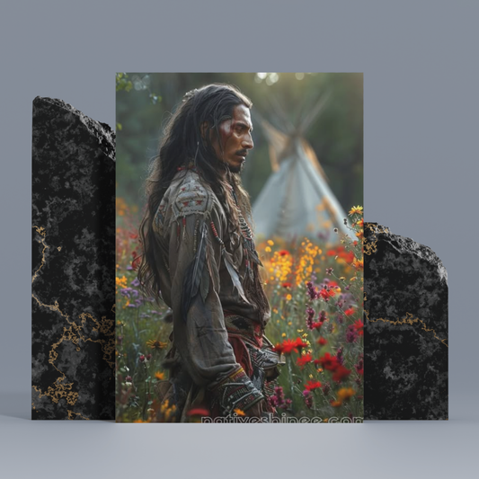 Guardian of the Blooming Meadow: A Native American Canvas
