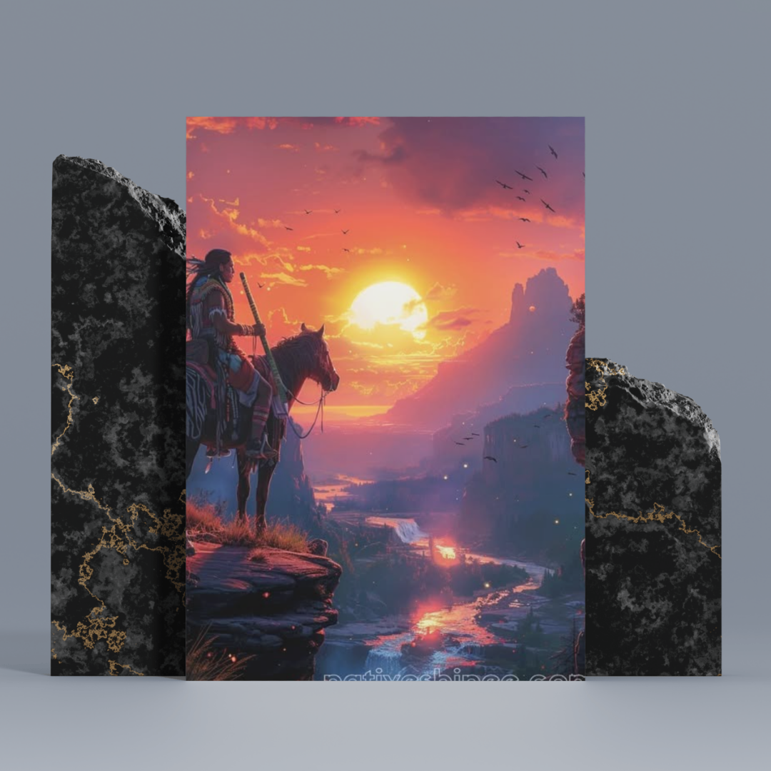 Sunset Guardian: A Native American Canvas