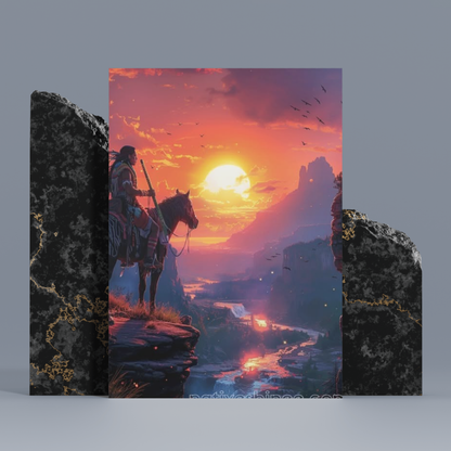 Sunset Guardian: A Native American Canvas