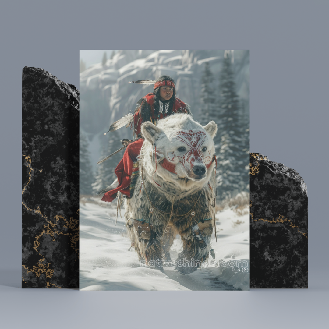 Guardian of the Frost: Warrior and Spirit Bear Canvas