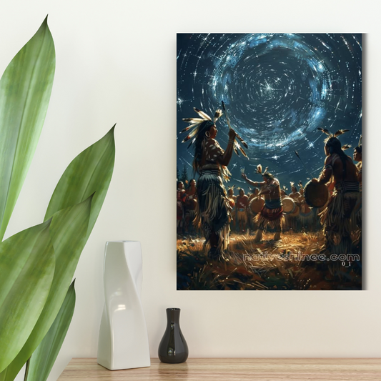 Celestial Dance: The Gathering of Spirits Native American Canvas
