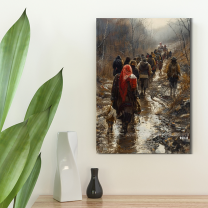 Trail of Shadows and Resilience Native American Canvas