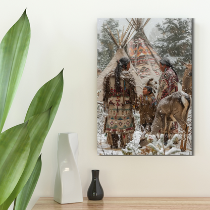 Winter's Sacred Bond Native American Canvas