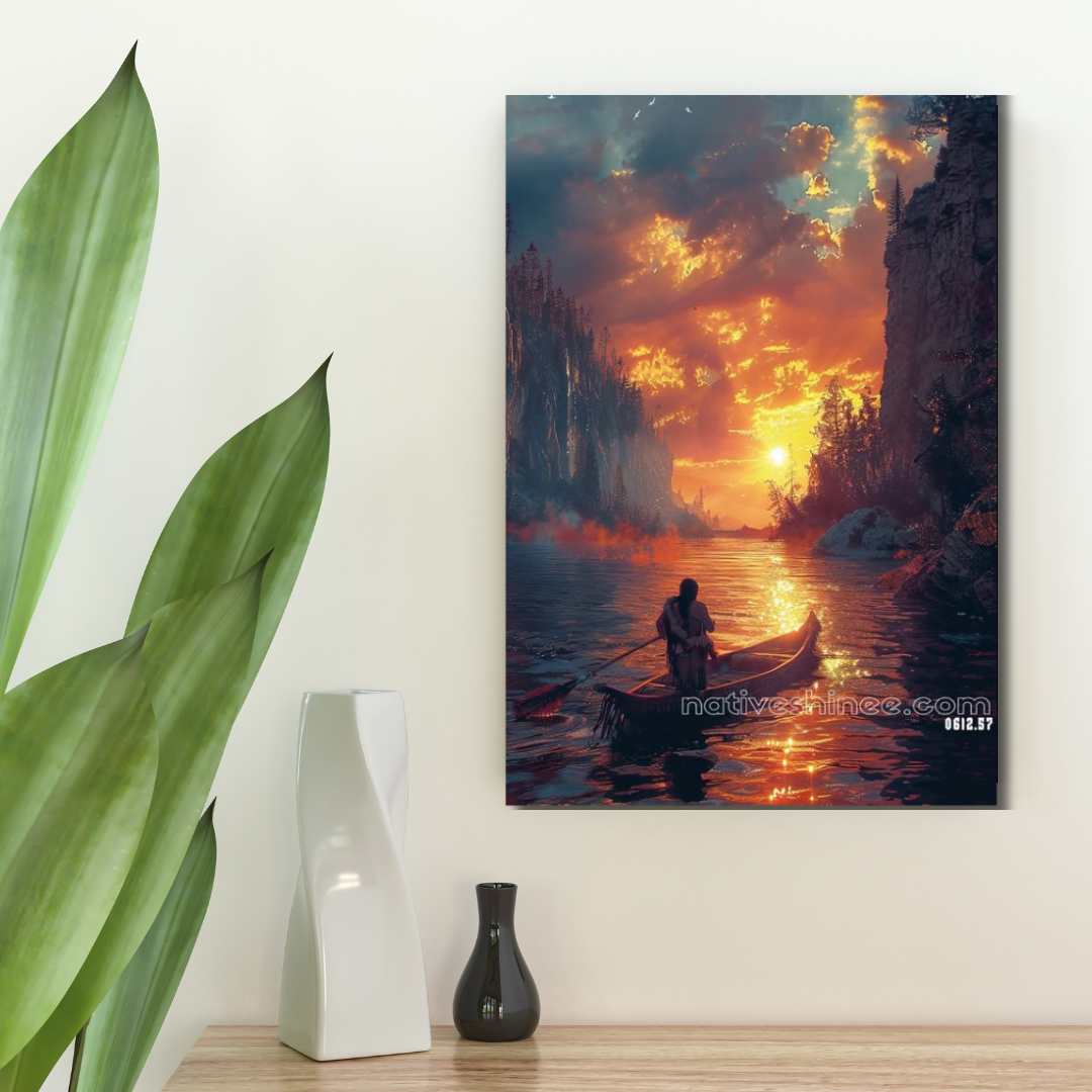 Journey at Dawn's Embrace Native American Canvas