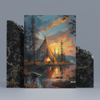 Evening Serenity: Teepee by the River Canvas